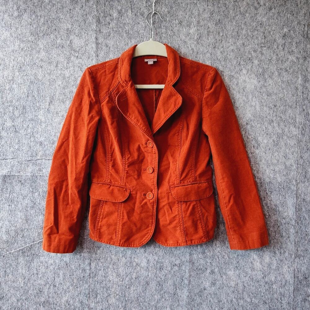 Academia Preppy J.Jill Slim Fit Timeless Military Collar Office Victorian Blazer